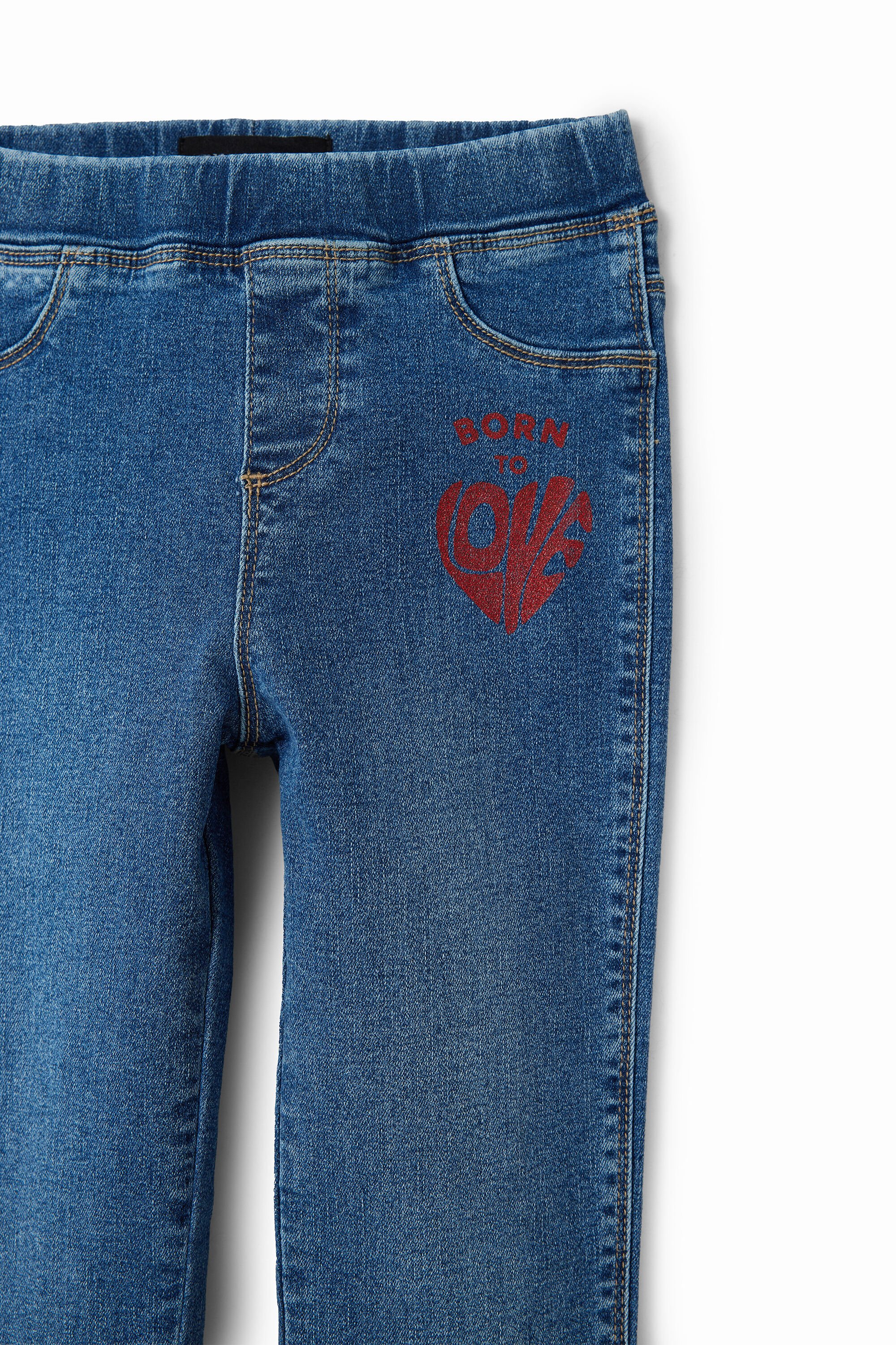Message denim leggings