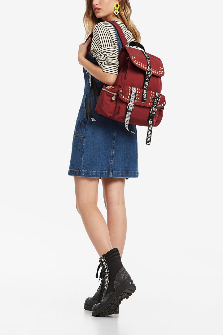 Stud backpack with slogan straps | Desigual