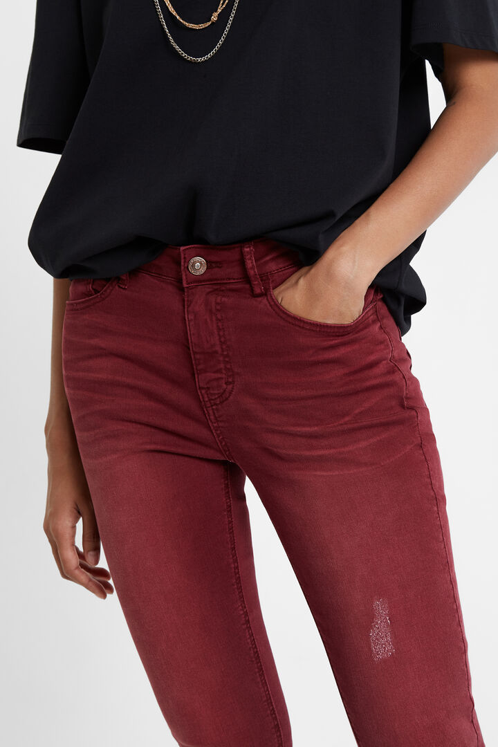 Skinny floral embroidery jeans | Desigual