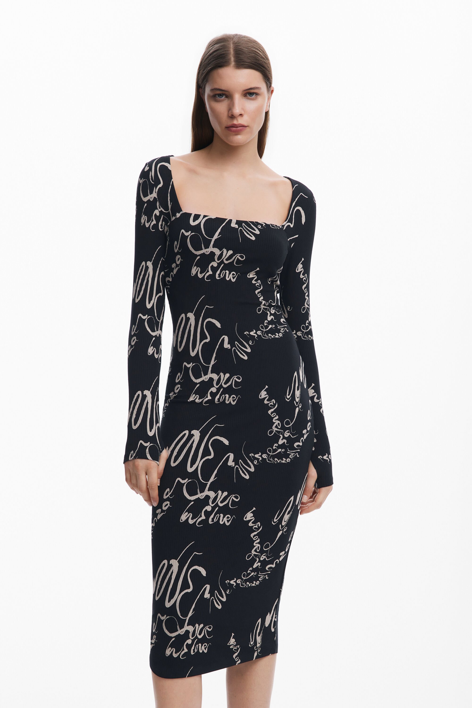 Desigual Margaritis Floral Stretch Cotton T-shirt Dress In Black