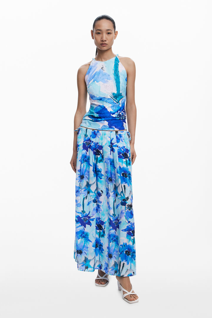 Floral A-line midi skirt