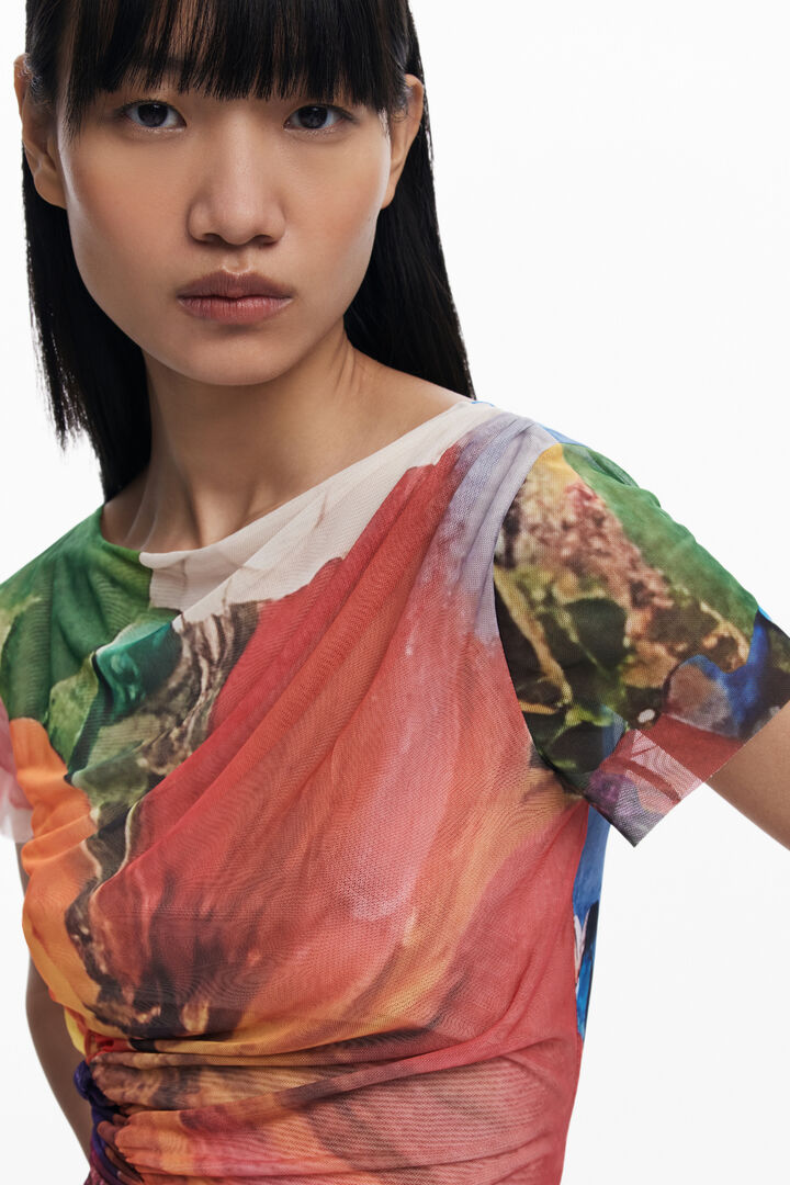 T-shirt en mousseline drapée | Desigual