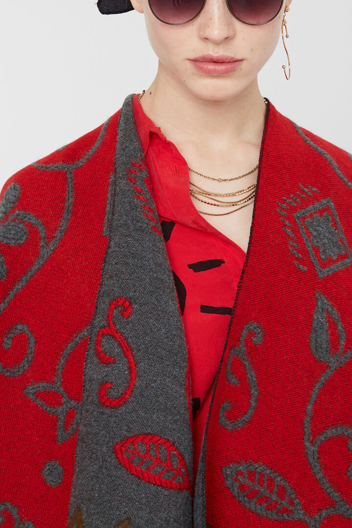 Fringed square poncho | Desigual