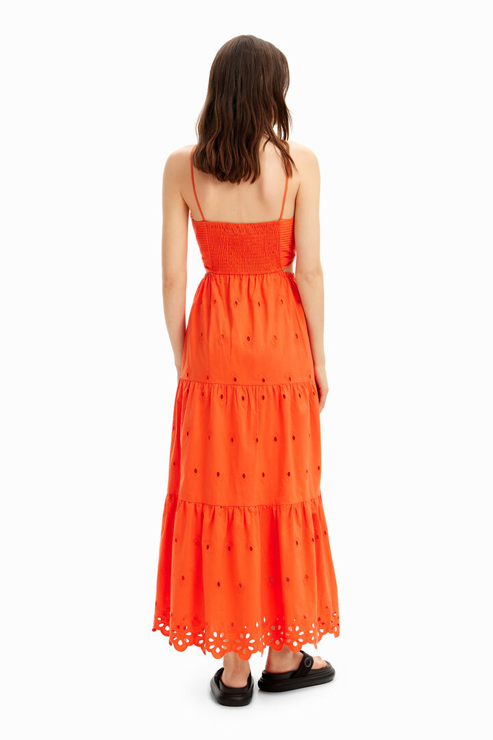 Vestido largo bordados cut-outs | Desigual