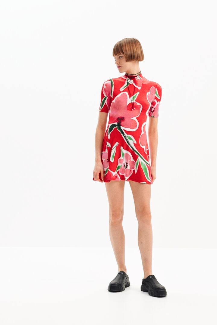 Robe patineuse courte fleurs | Desigual
