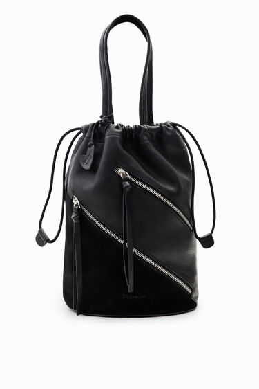 Midsize leather bucket bag | Desigual