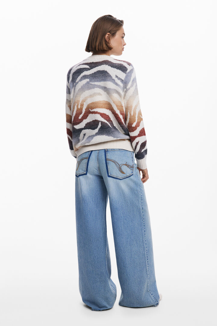 Jersey zebrado cuello pico | Desigual