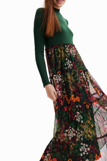 Long dress with tulle skirt | Desigual