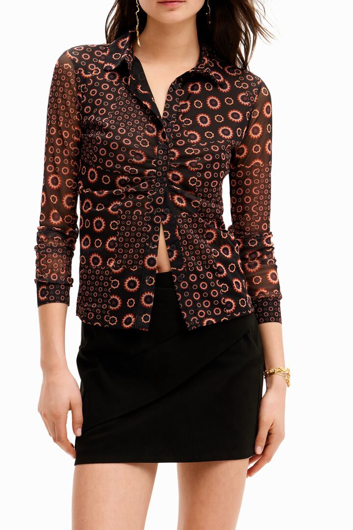 T-shirt franzido patchwork