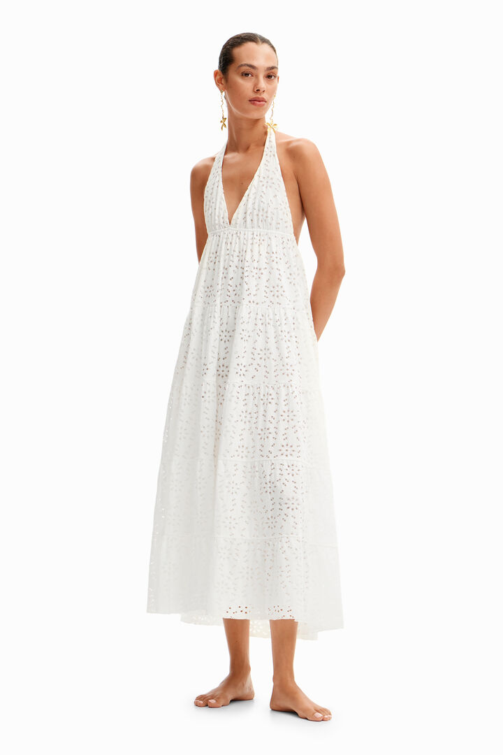 Vestido largo halter escotado | Desigual