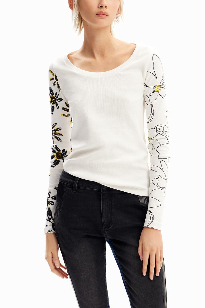 Ribbed floral T-shirt | Desigual