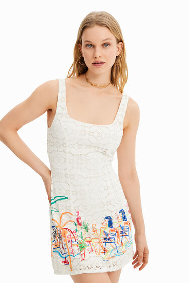 Vestit curt puntes il·lustracions | Desigual