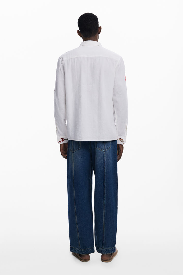 Long-sleeve shirt with embroidered flowers | Desigual