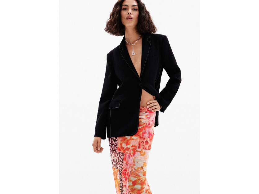 Blazer largo pespuntes