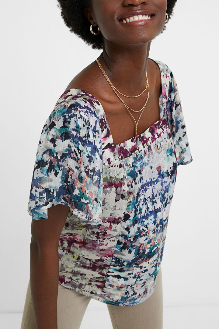 Camouflage blouse flounces | Desigual