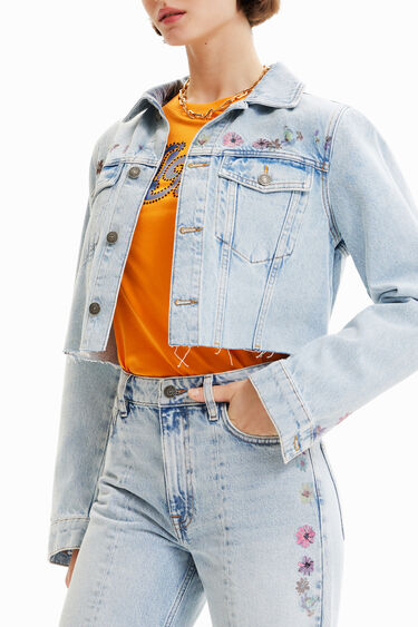 Short floral denim jacket | Desigual