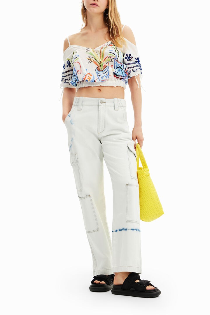 Blusa corta balze grafica | Desigual