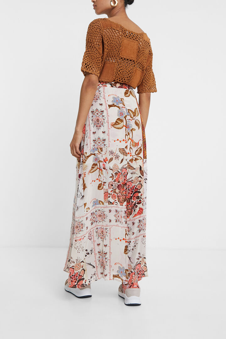 Falda larga con estampado boho floral | Desigual