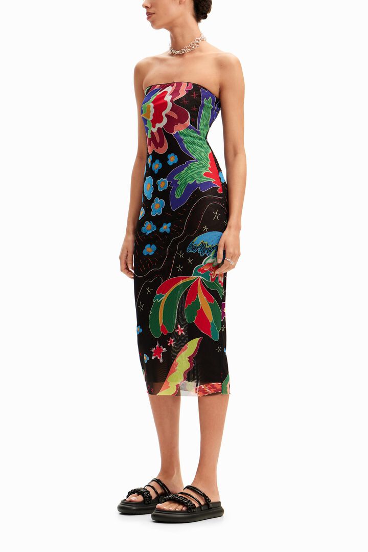Robe midi bandeau dessins jungle | Desigual
