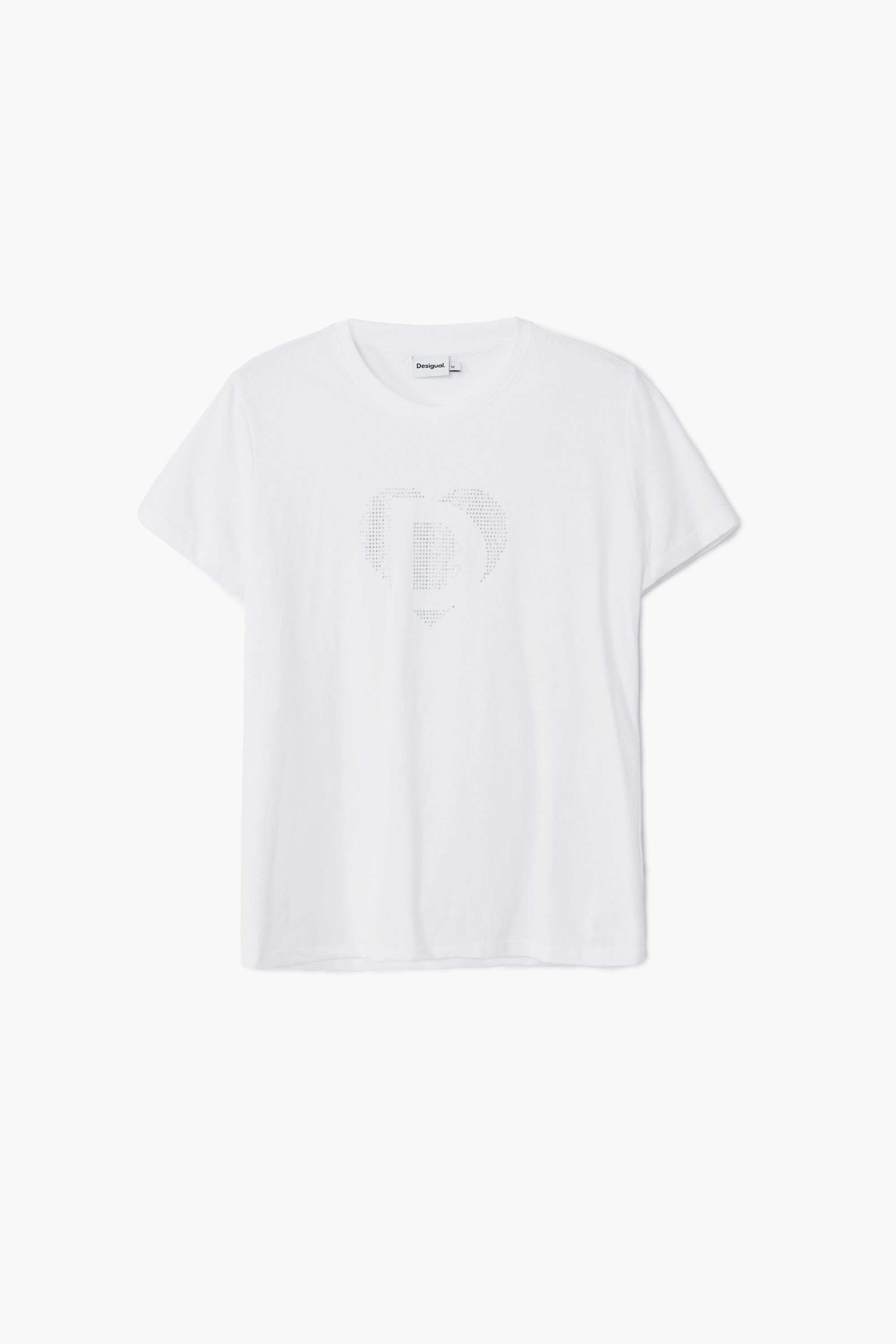 Desigual, T-Shirt mit Strass-Logo, Damen, Baumwolle, Weiß, S