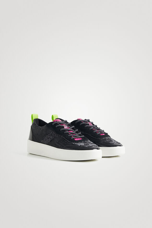 Synthetic leather sneakers camouflage glitter | Desigual