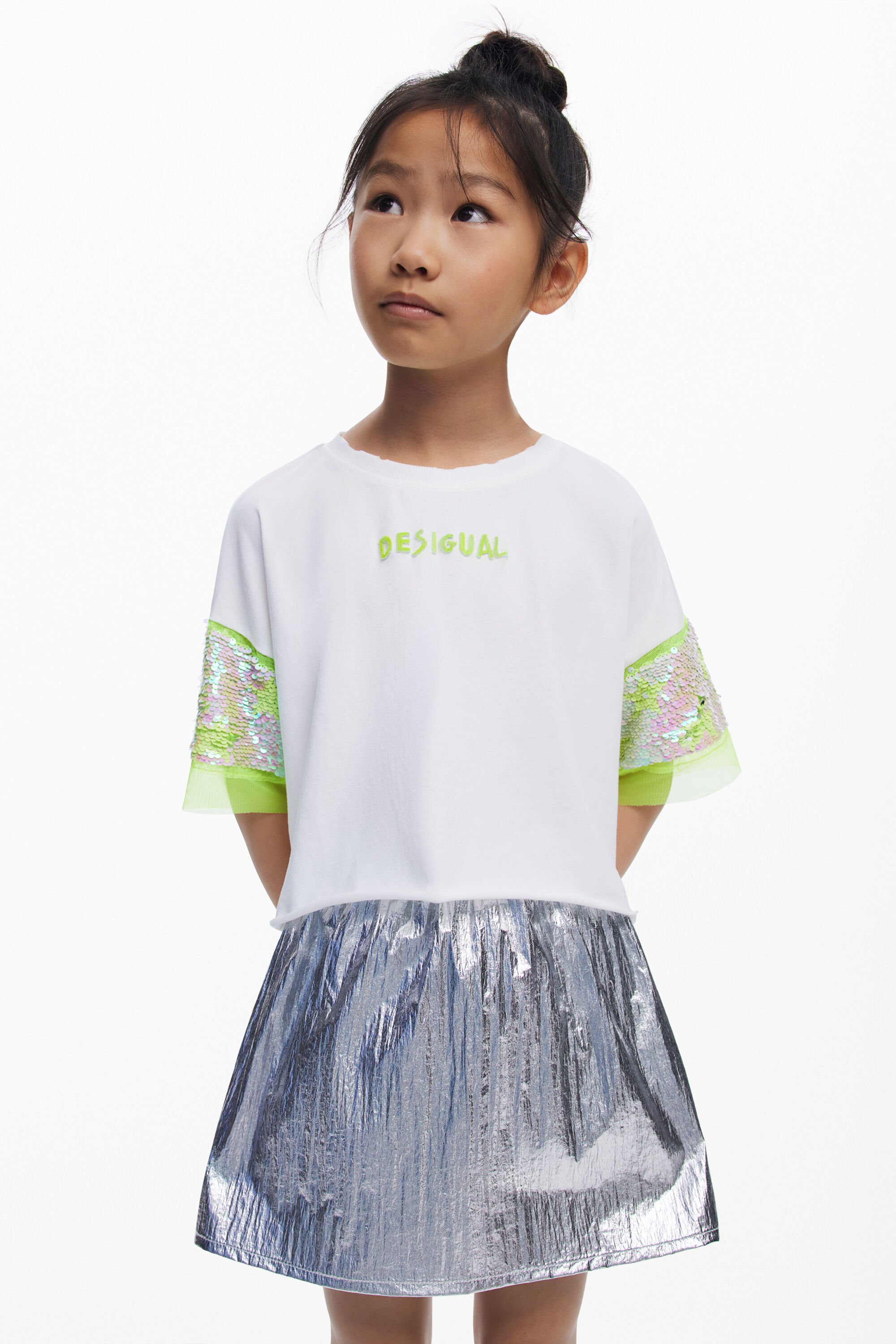 Desigual T-shirt met korte mouwen en pailletten - WHITE