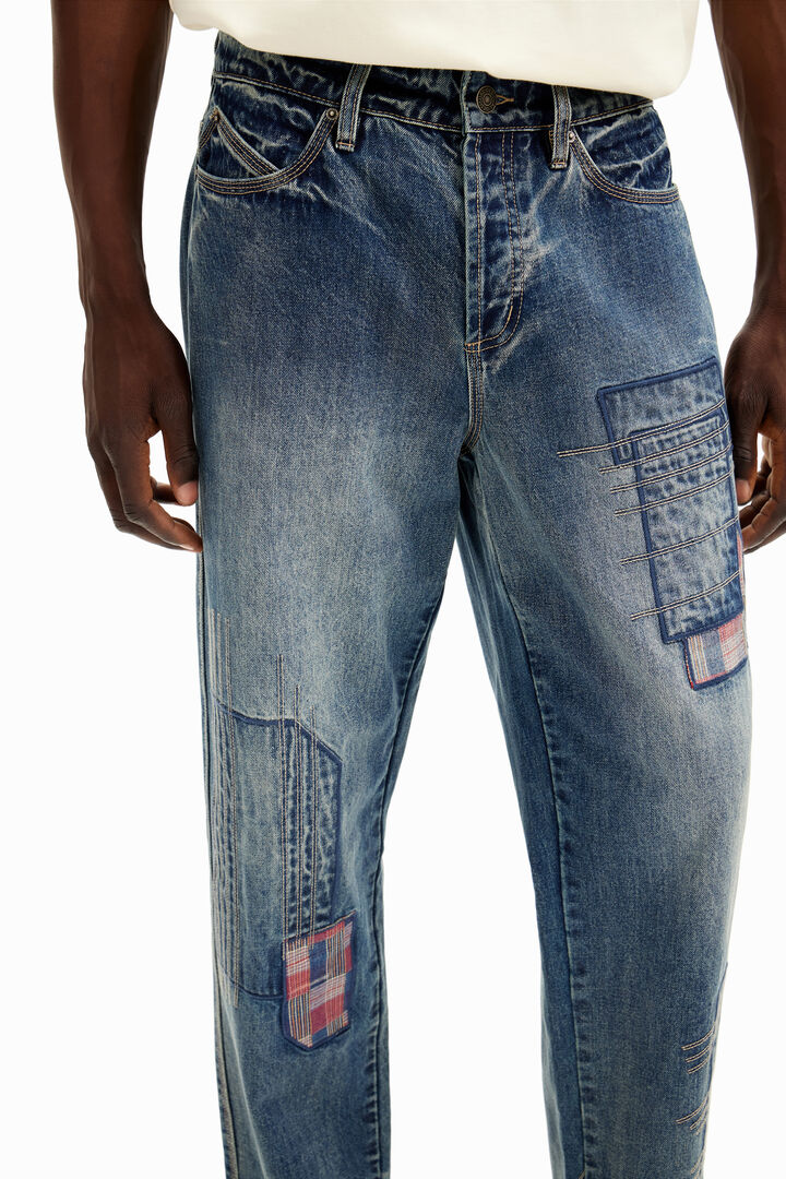 Patched denim pants | Desigual