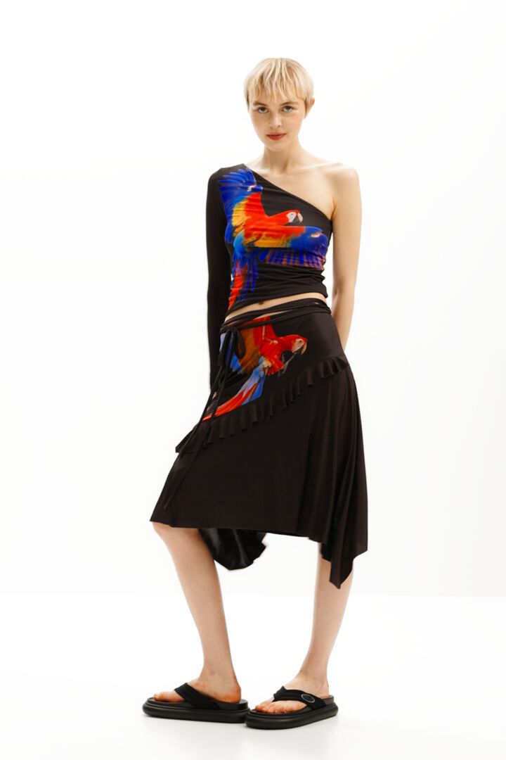 Tyler McGillivary asymmetrical parrot T-shirt | Desigual
