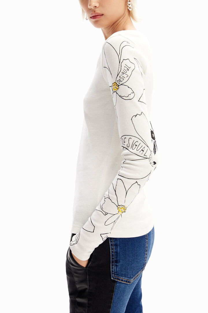 Ribbed floral T-shirt | Desigual