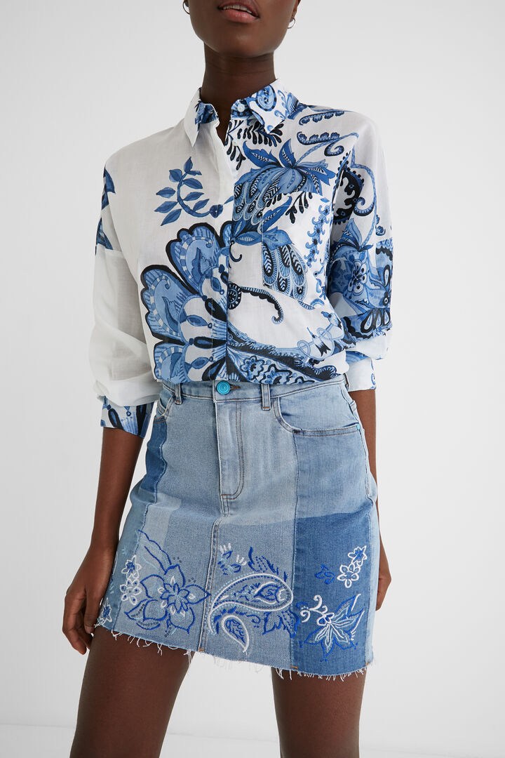 Falda corta vaquera paisley | Desigual