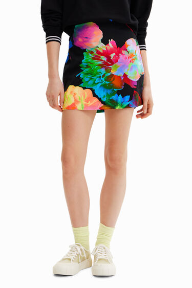 Slim floral mini skirt | Desigual