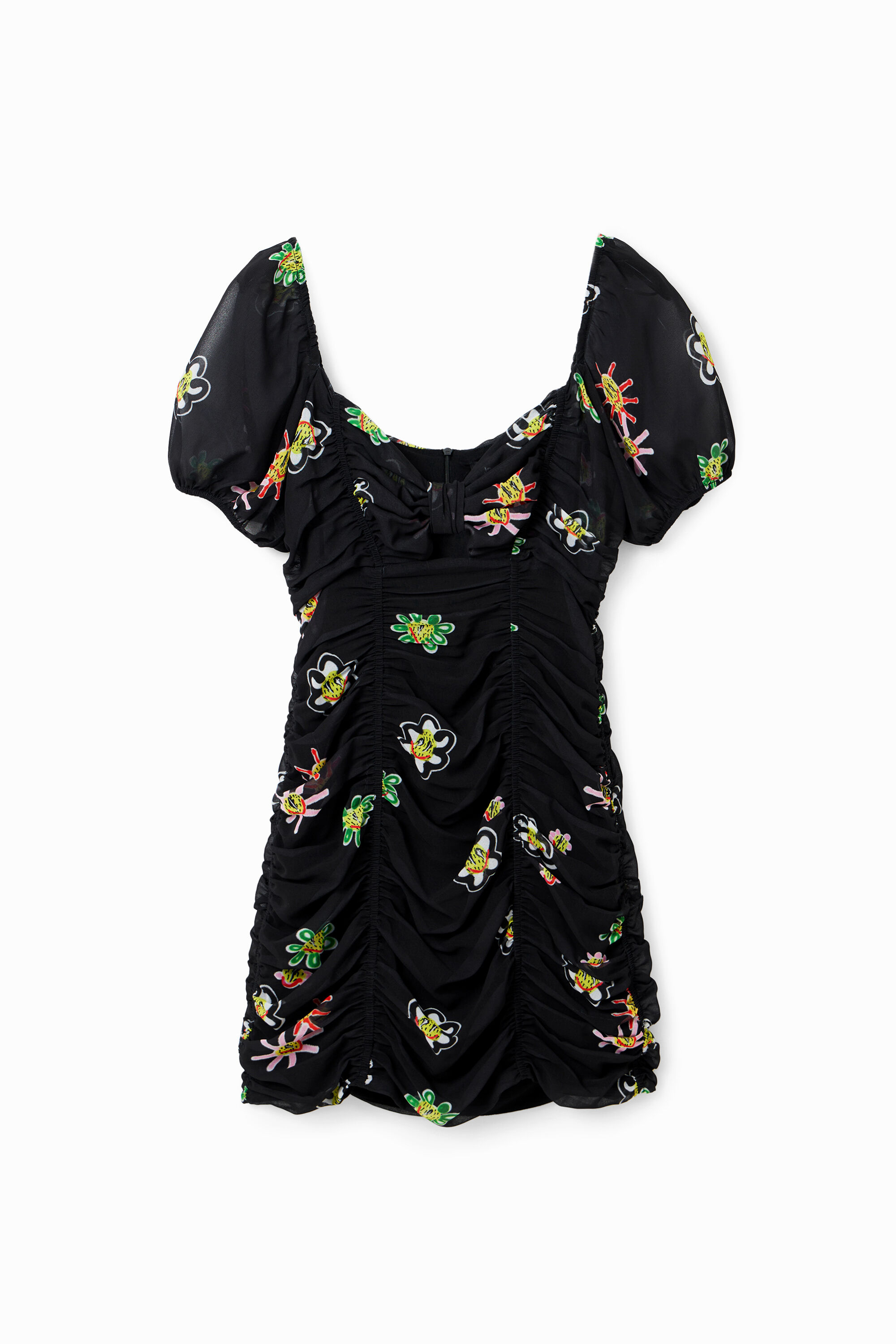 Short ruched knot dress - BLACK - XS