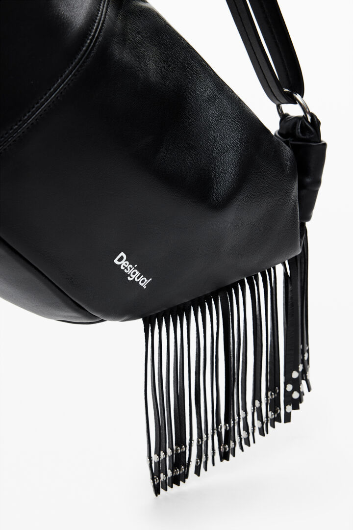 Medium leather fringe bag | Desigual