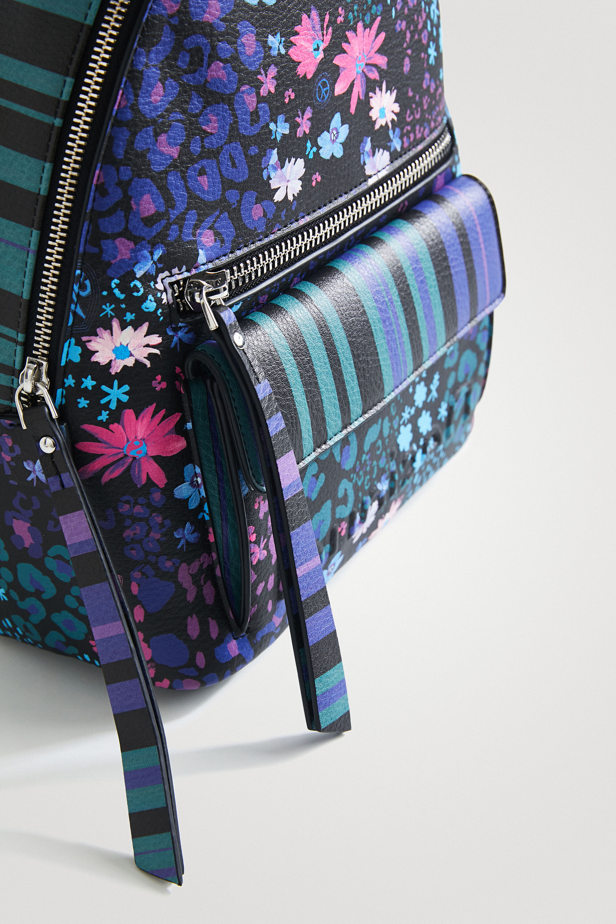Mini striped floral backpack | Desigual.com