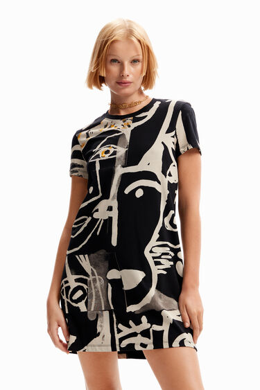 Sukienka koszulkowa mini twarze | Desigual