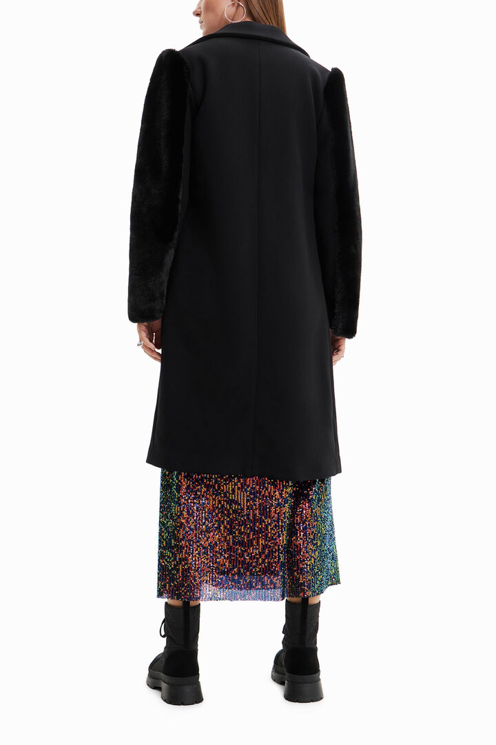 Abrigo lana efecto pelo | Desigual