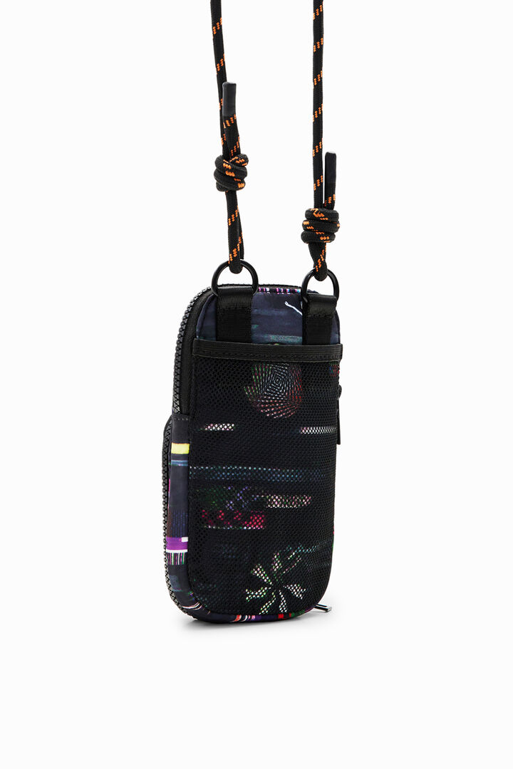 Nylon smartphone pouch with a glitch print, several pockets and space for coins and cards. | Desigual