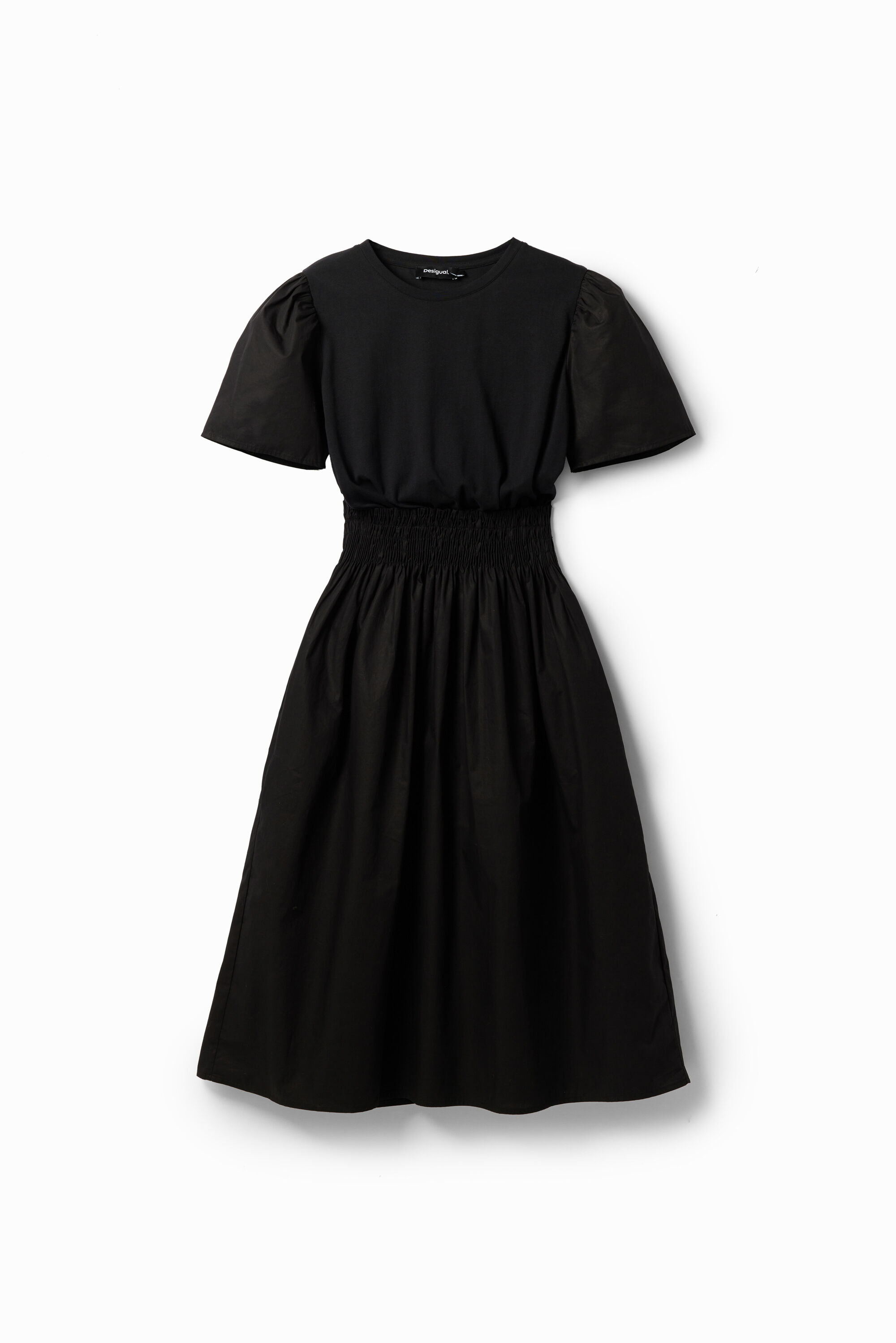Vestido midi combinado liso