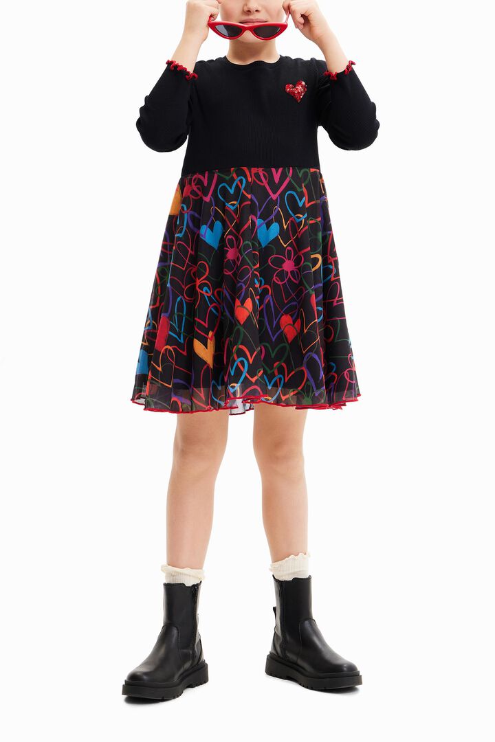 Short combination heart dress | Desigual
