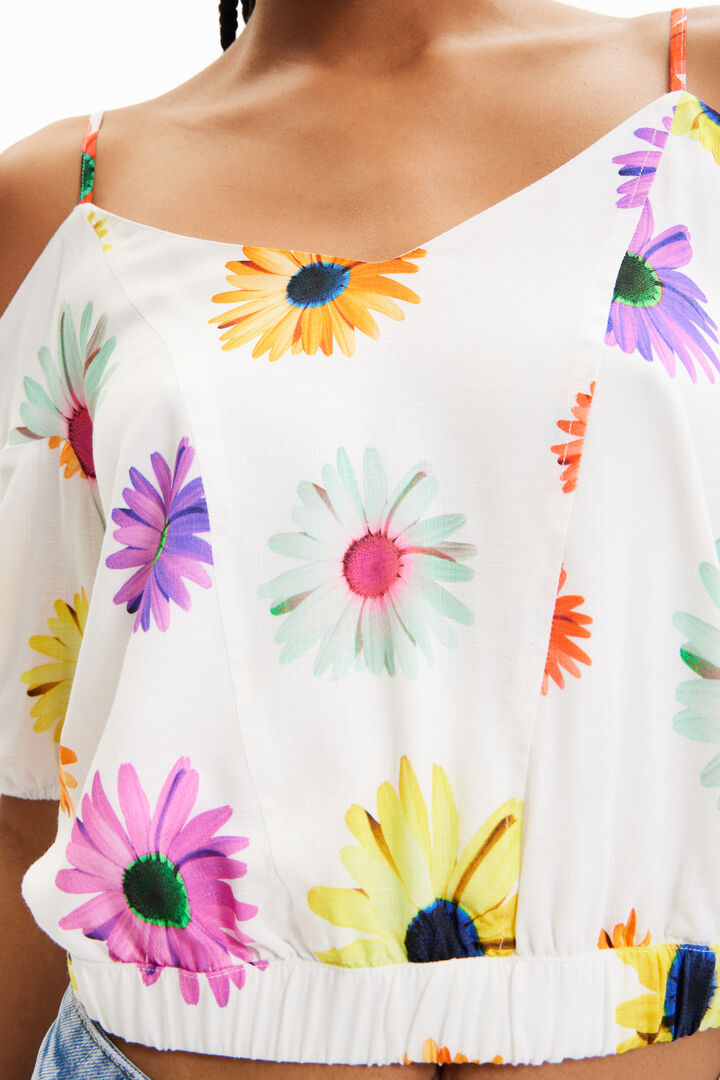 Short gathered floral blouse | Desigual