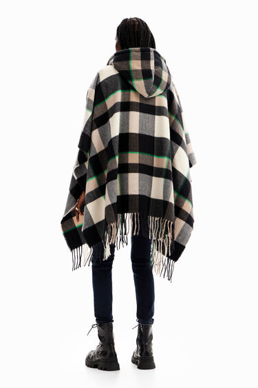 Plaid hooded poncho | Desigual