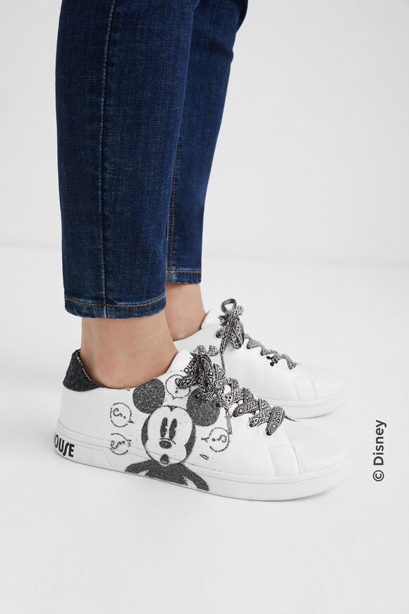 Sneakers cuir synthétique détails en glitter - Mickey Mouse