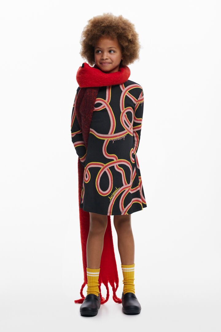 Robe patineuse à manches longues avec serpentins