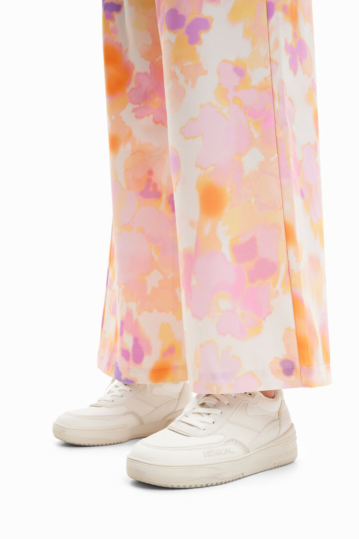 Retro patchwork split leather sneakers