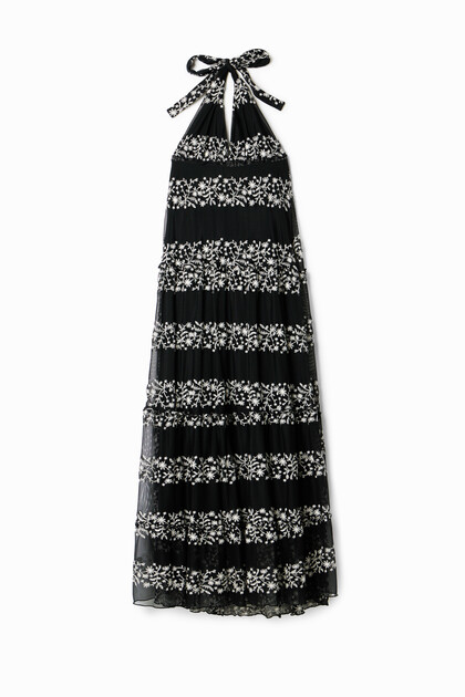 Vestido maxi bordados