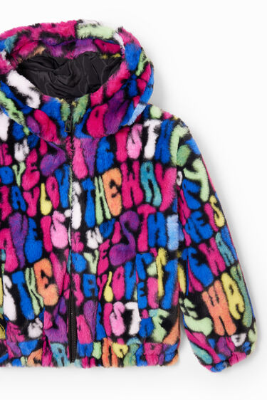 Bunte Jacke in Fellhaptik | Desigual