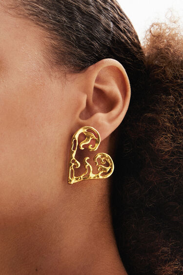 Zalio gold plated heart earrings | Desigual