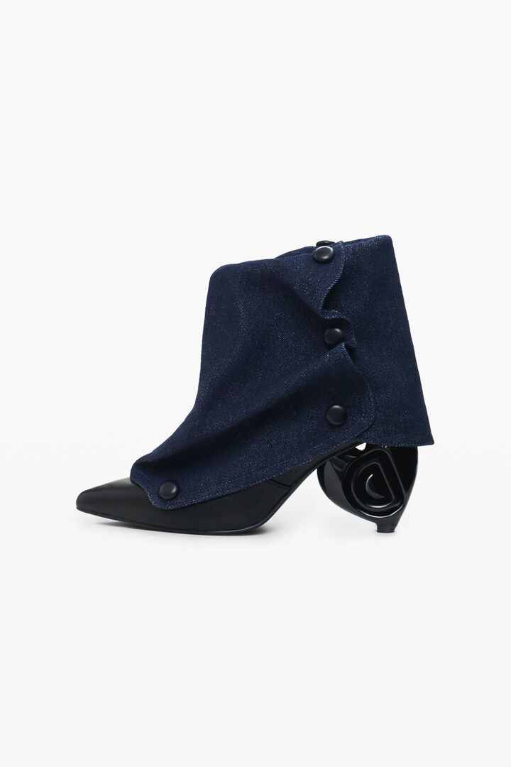 Denim flap ankle boot