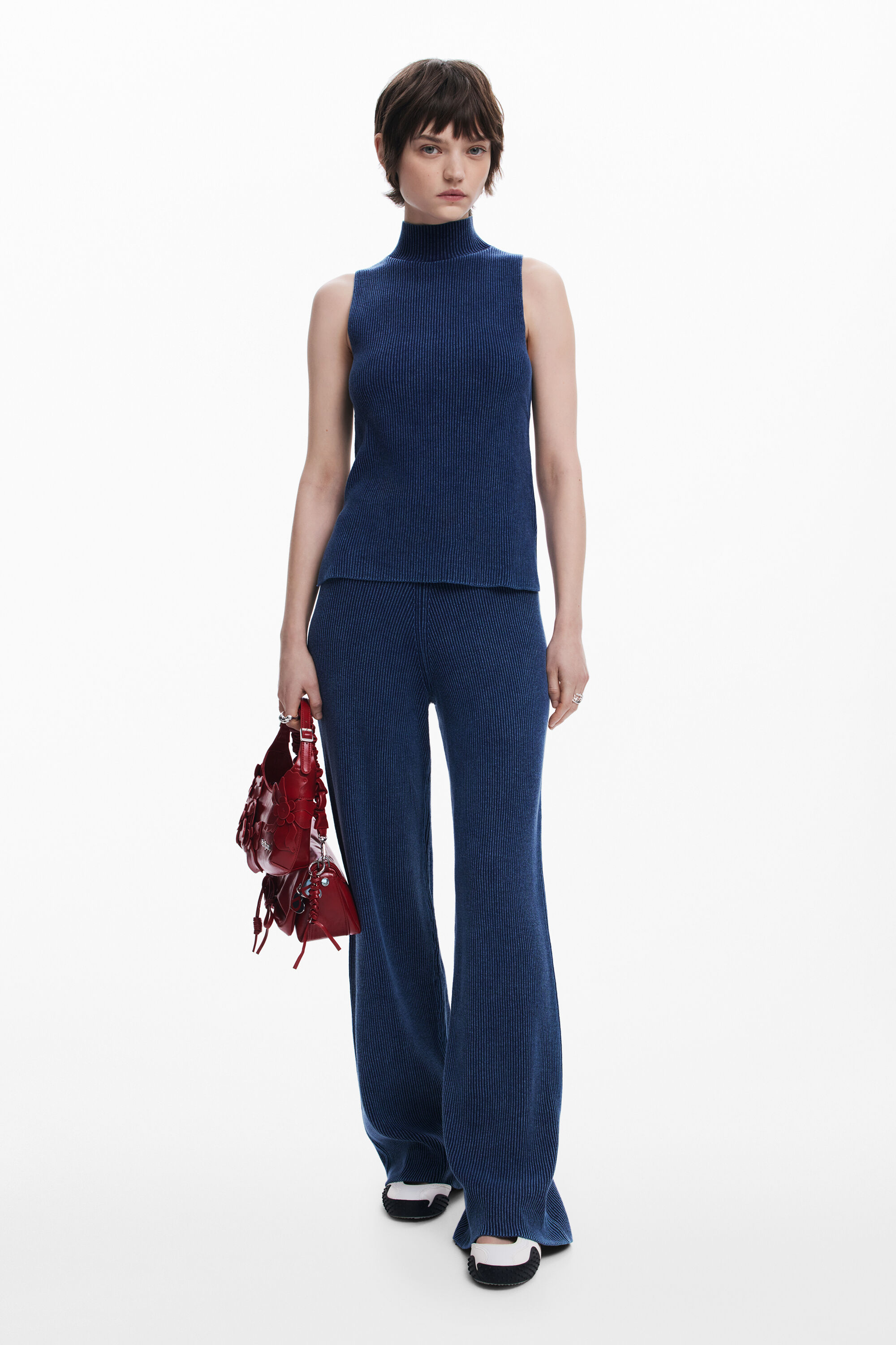 Shop Desigual ストラップ付きニットtシャツ In Blue