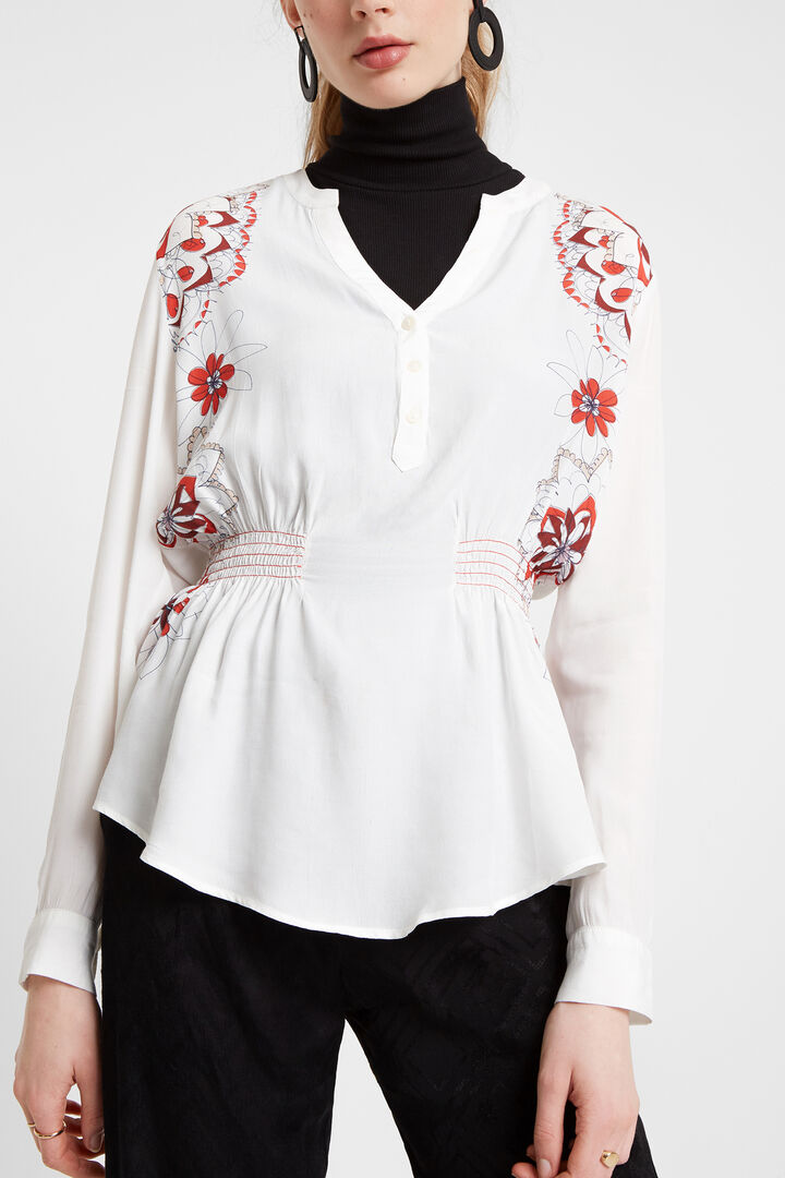 Fitted V-neck blouse | Desigual